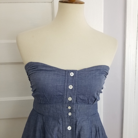 J Crew Chambray Button Front Halter Dress, Size XS - Picture 10 of 13
